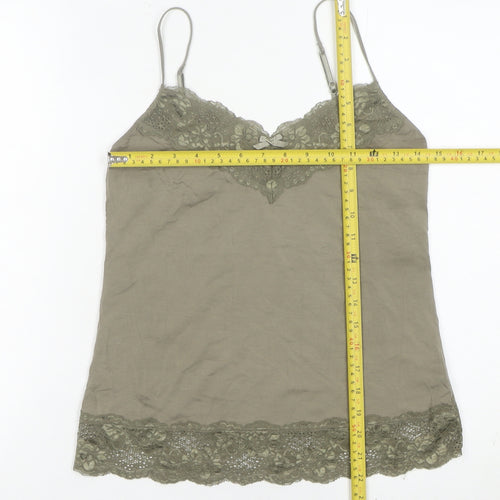 Jigsaw Women’s Green Lace Camisole Tank Top Size S Modal Spaghetti Strap