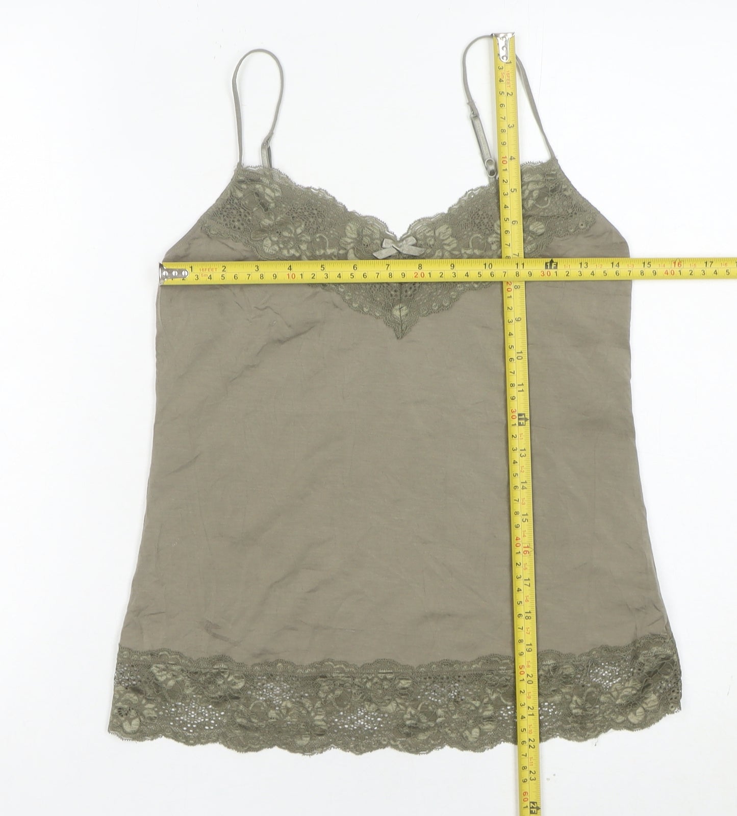 Jigsaw Women’s Green Lace Camisole Tank Top Size S Modal Spaghetti Strap
