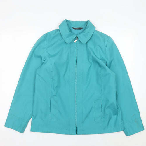 BM Womens Green Mid-Length Polyester Zip Jacket Size S