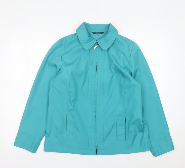 BM Womens Green Mid-Length Polyester Zip Jacket Size S