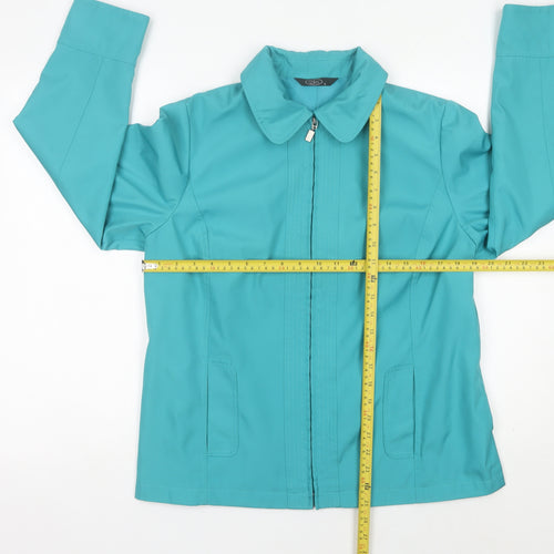 BM Womens Green Mid-Length Polyester Zip Jacket Size S