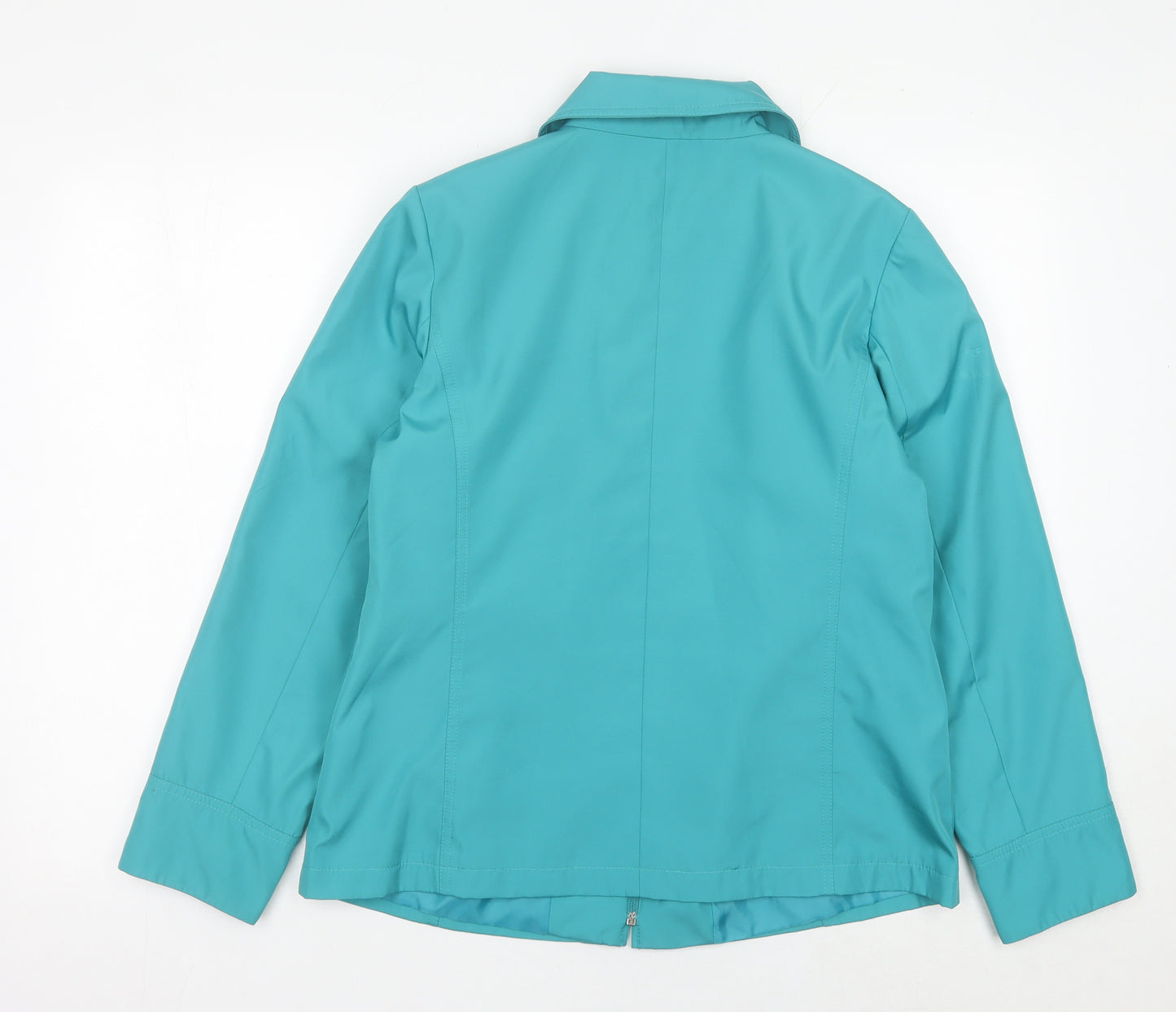 BM Womens Green Mid-Length Polyester Zip Jacket Size S