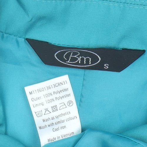 BM Womens Green Mid-Length Polyester Zip Jacket Size S