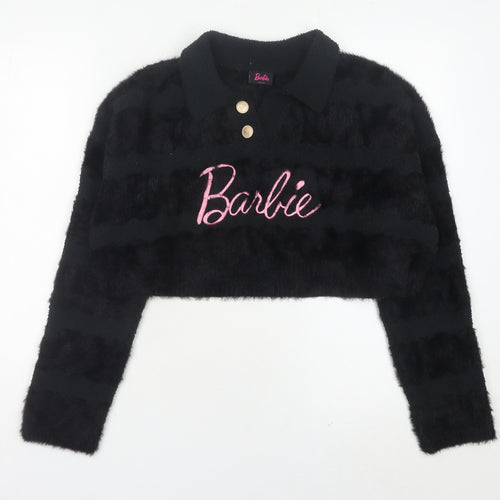 Underpass Women’s Black Barbie Fuzzy Henley Jumper Size M
