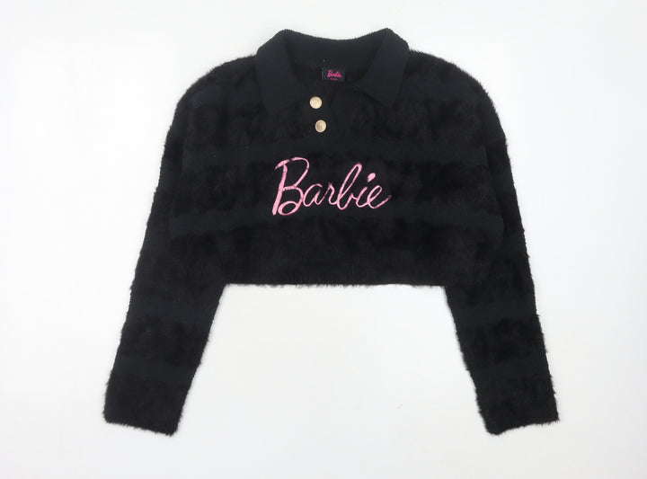 Underpass Women’s Black Barbie Fuzzy Henley Jumper Size M