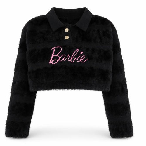 Underpass Women’s Black Barbie Fuzzy Henley Jumper Size M