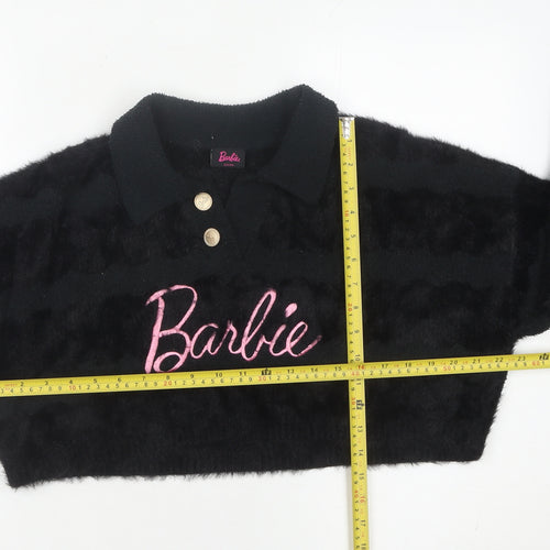 Underpass Women’s Black Barbie Fuzzy Henley Jumper Size M