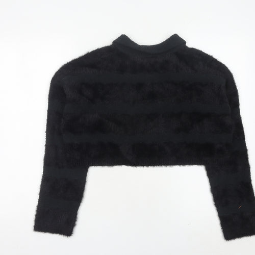 Underpass Women’s Black Barbie Fuzzy Henley Jumper Size M