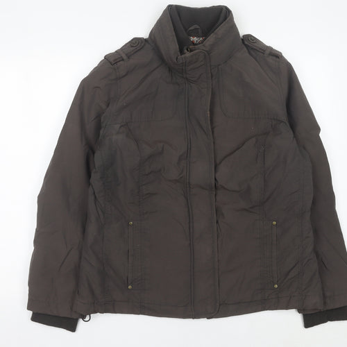 Mantarray Womens Brown Size 16 Military Jacket Zip Button Mid-Length
