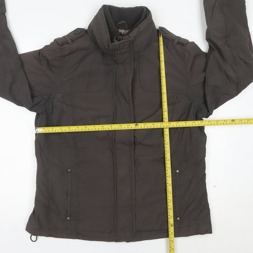 Mantarray Womens Brown Size 16 Military Jacket Zip Button Mid-Length