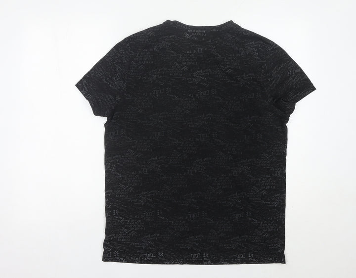 Koton Men’s Black Graphic Print Crew Neck T-Shirt Size S