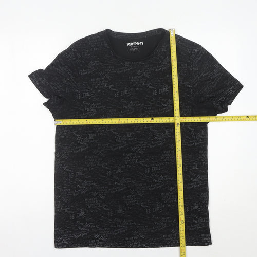 Koton Men’s Black Graphic Print Crew Neck T-Shirt Size S