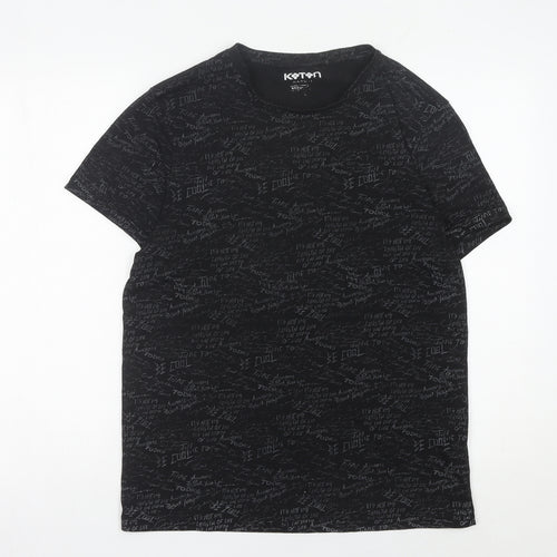Koton Men’s Black Graphic Print Crew Neck T-Shirt Size S