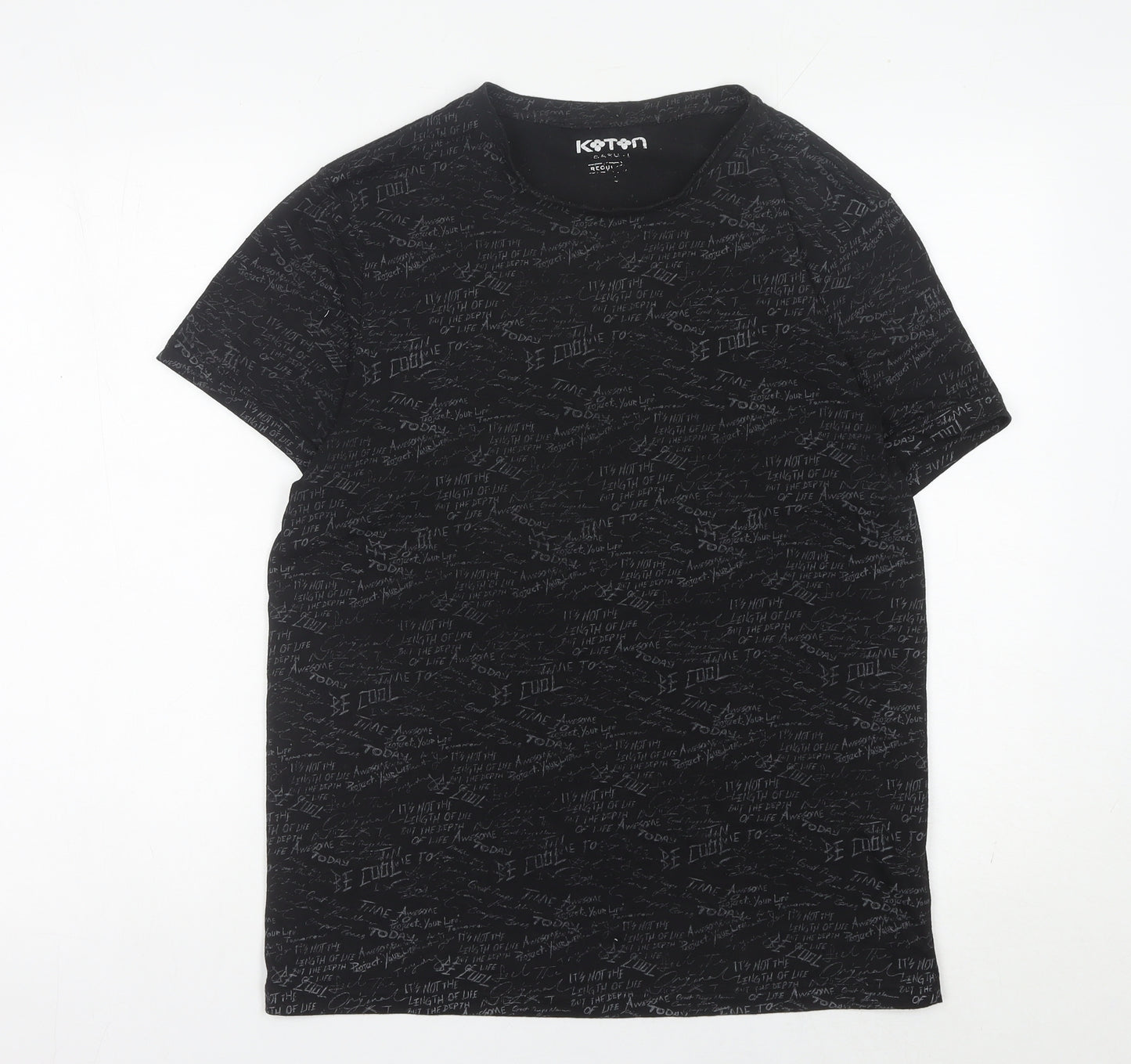 Koton Men’s Black Graphic Print Crew Neck T-Shirt Size S
