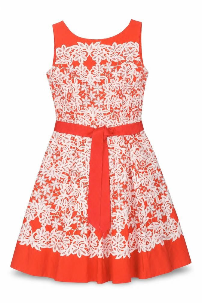 Debenhams Women’s Red Floral Lace Fit & Flare Dress Size 12