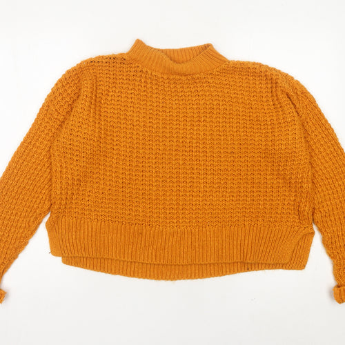 Boohoo Women’s Orange Mock Neck Chunky Knit Jumper Size 14