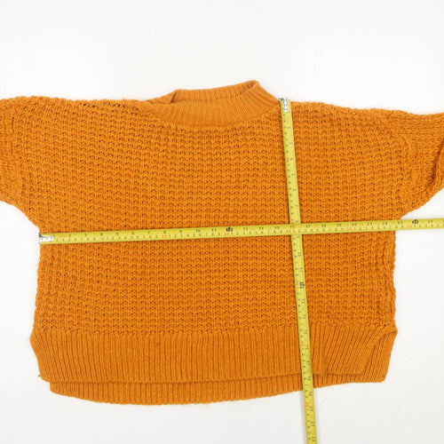 Boohoo Women’s Orange Mock Neck Chunky Knit Jumper Size 14