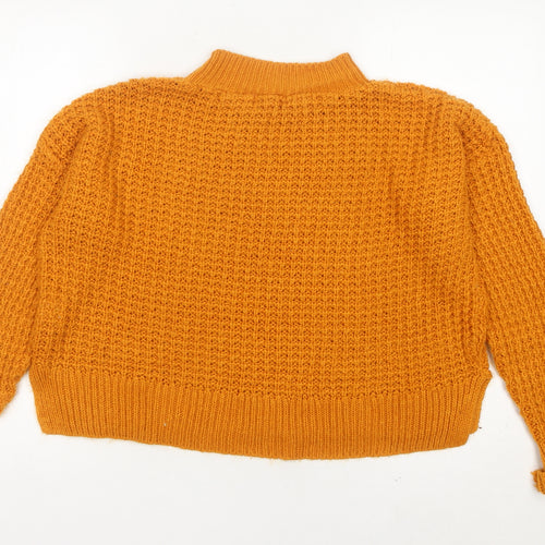 Boohoo Women’s Orange Mock Neck Chunky Knit Jumper Size 14