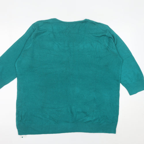 Bm Women’s Green Sequin Scoop Neck Pullover Jumper XL