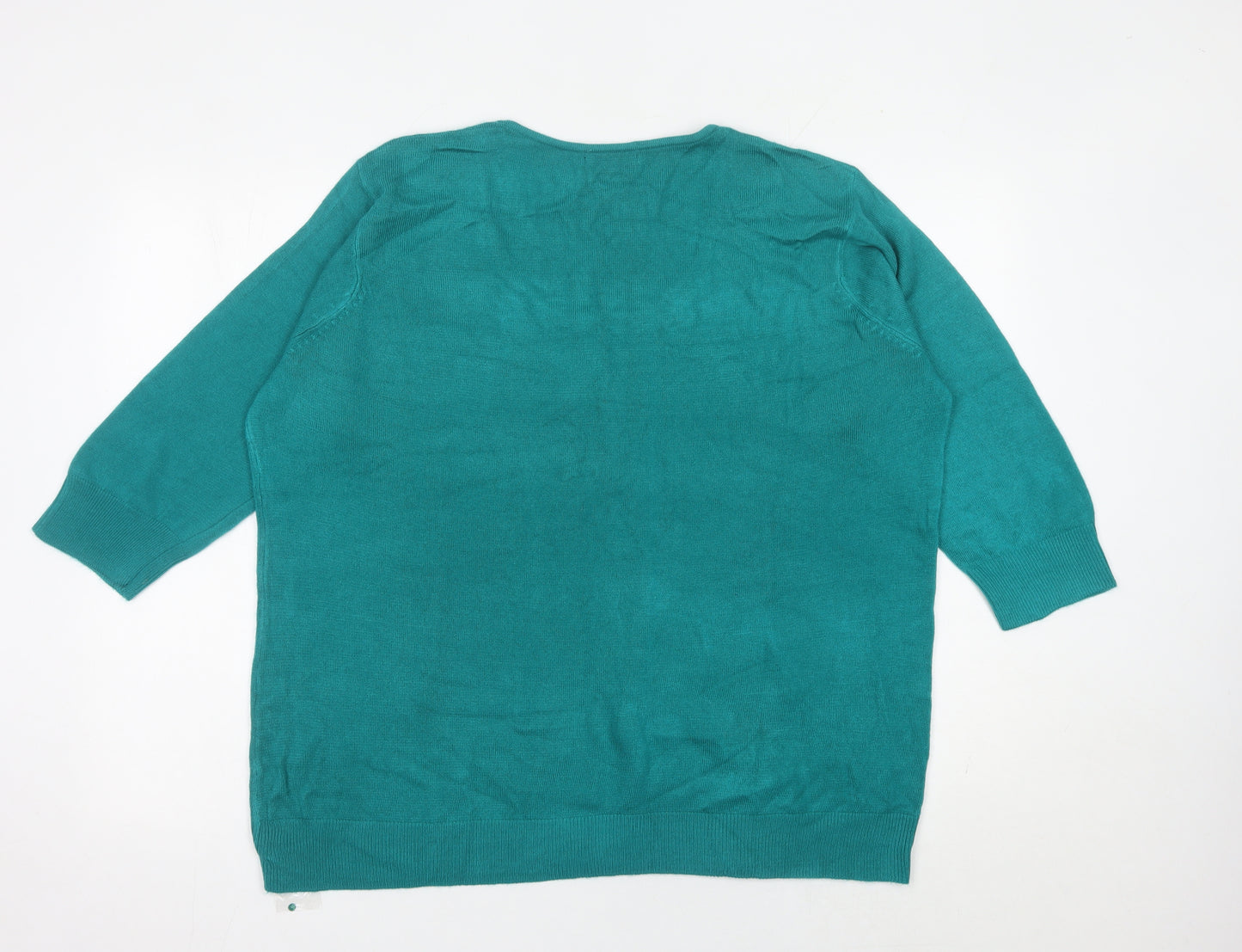 Bm Women’s Green Sequin Scoop Neck Pullover Jumper XL