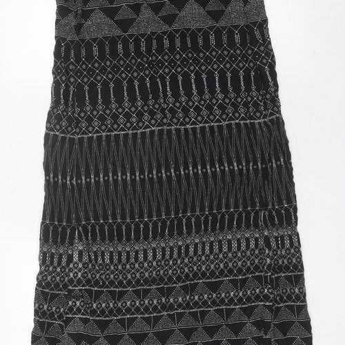 H&M Women’s Black Geometric Embroidered Shift Dress Size 8