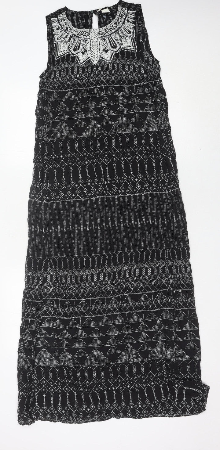 H&M Women’s Black Geometric Embroidered Shift Dress Size 8