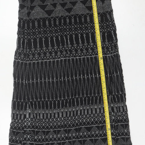 H&M Women’s Black Geometric Embroidered Shift Dress Size 8