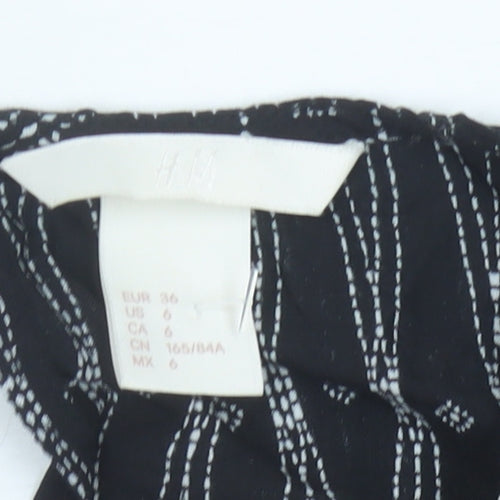 H&M Women’s Black Geometric Embroidered Shift Dress Size 8