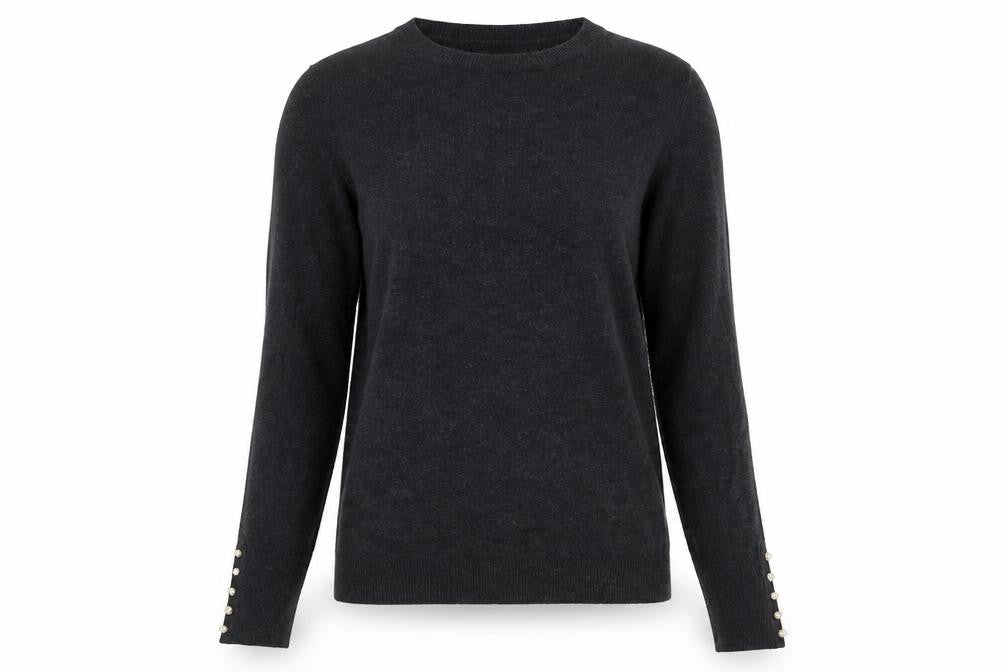 Front view of Zara Women Black Crew Neck jumper, size 8, Long Sleeve Knit