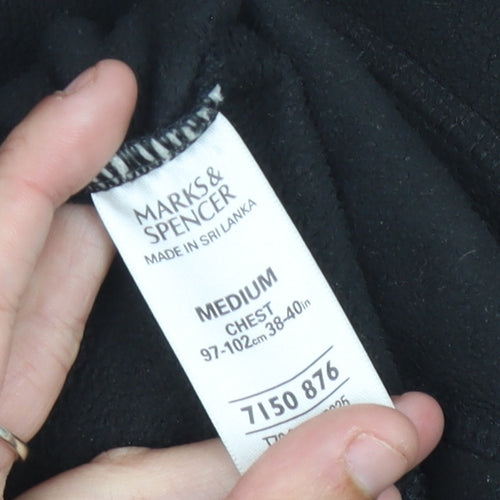 Marks & Spencer Men's Black Fleece Zip Jacket Size M 38"-40" Regular Fit