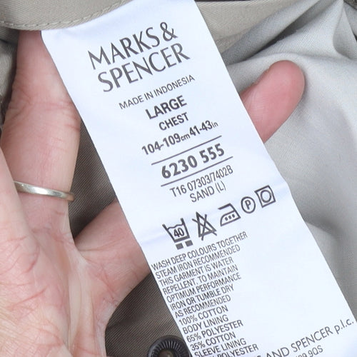 Marks and Spencer Mens Beige Cotton Jacket Casual Zip Size L 42"-43"