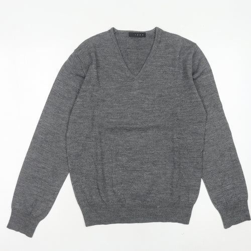 IZAC Women’s Grey V-Neck Merino Wool Blend Jumper Size S