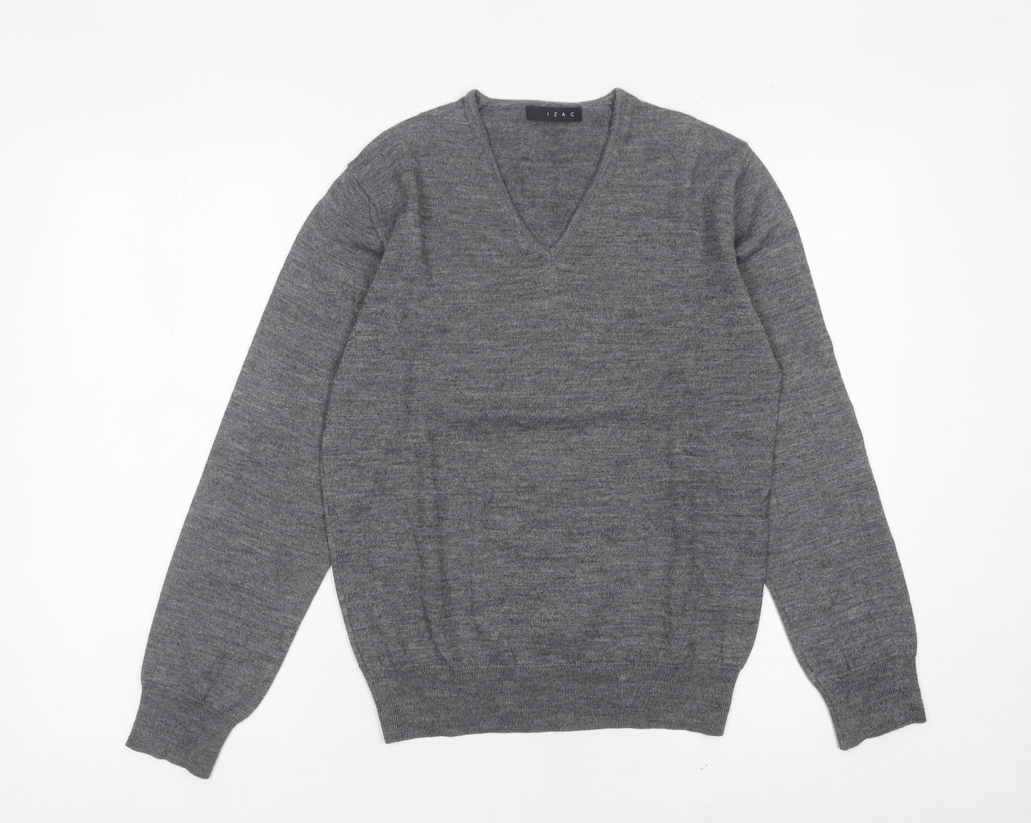 IZAC Women’s Grey V-Neck Merino Wool Blend Jumper Size S