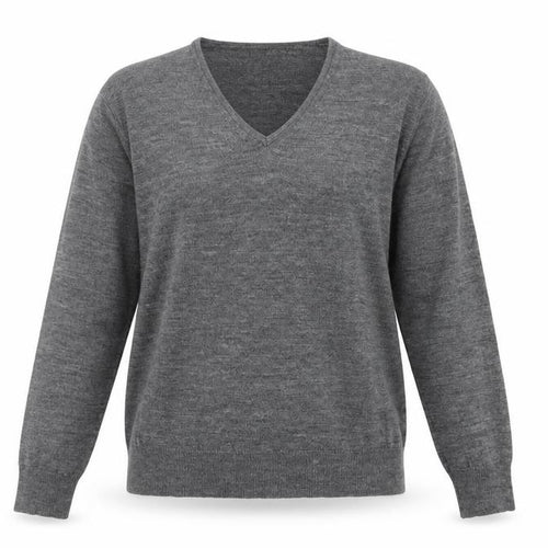 IZAC Women’s Grey V-Neck Merino Wool Blend Jumper Size S
