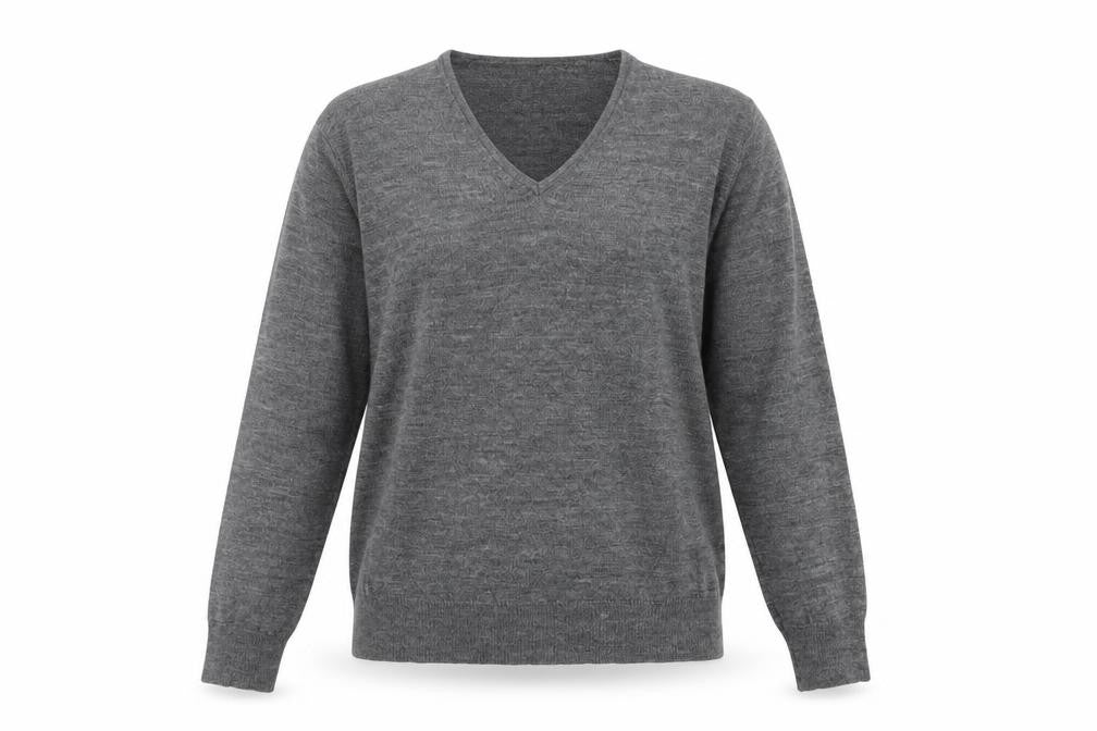IZAC Women’s Grey V-Neck Merino Wool Blend Jumper Size S