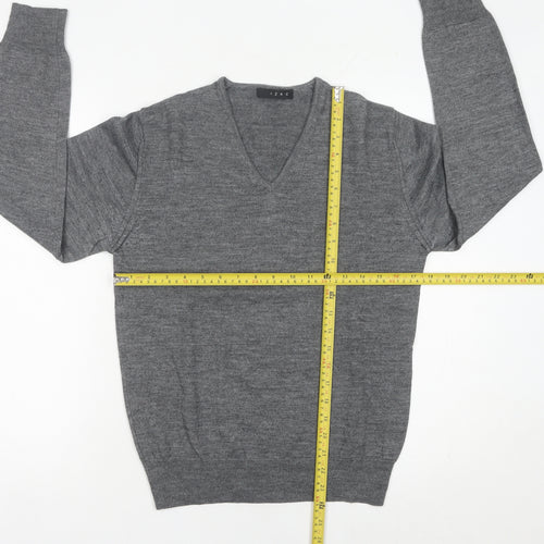 IZAC Women’s Grey V-Neck Merino Wool Blend Jumper Size S