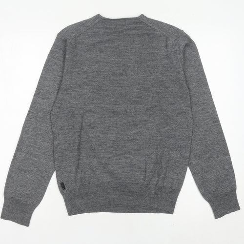 IZAC Women’s Grey V-Neck Merino Wool Blend Jumper Size S