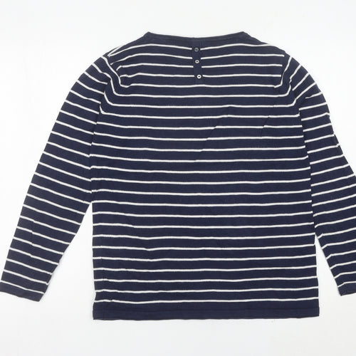 Country Rose Womens Blue Striped Embroidered Pullover Jumper M