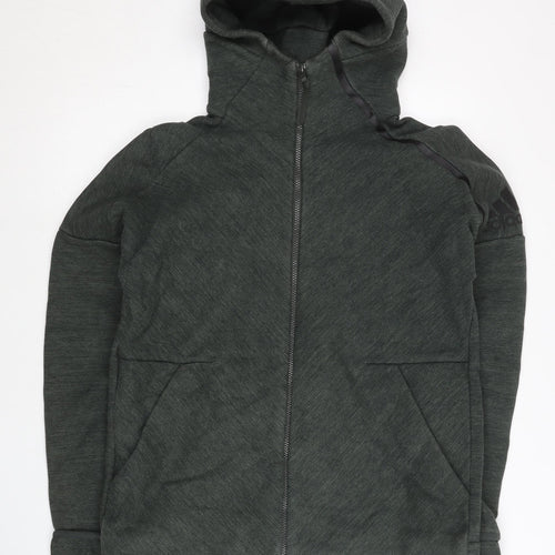 Adidas Mens Green Full Zip Hoodie Jacket Size L Regular Fit