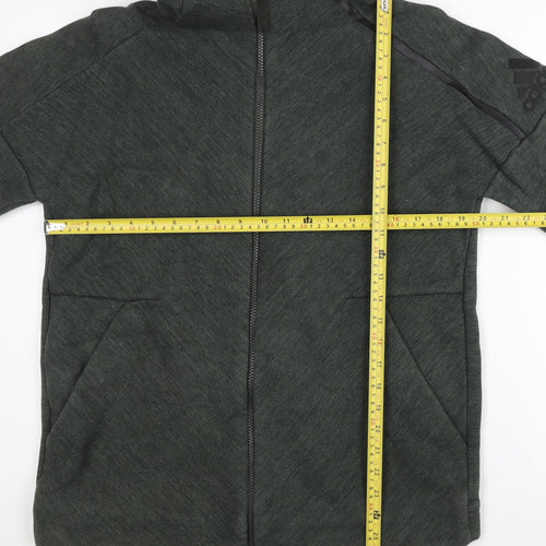 Adidas Mens Green Full Zip Hoodie Jacket Size L Regular Fit