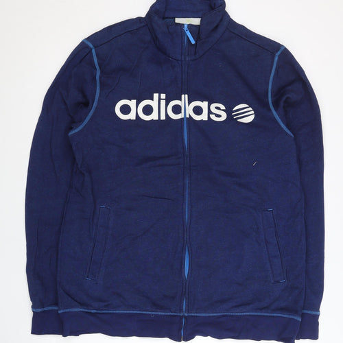 Adidas Men’s Blue Track Jacket L Regular Fit Full Zip Cotton Blend