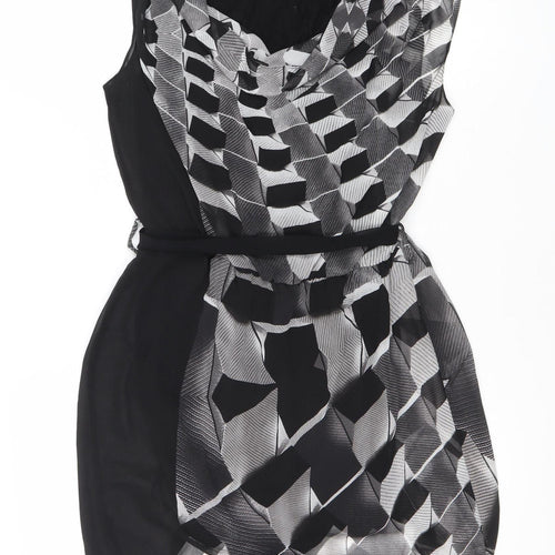 Warehouse Women Black Geometric Strapless Short Party Dress Size 12