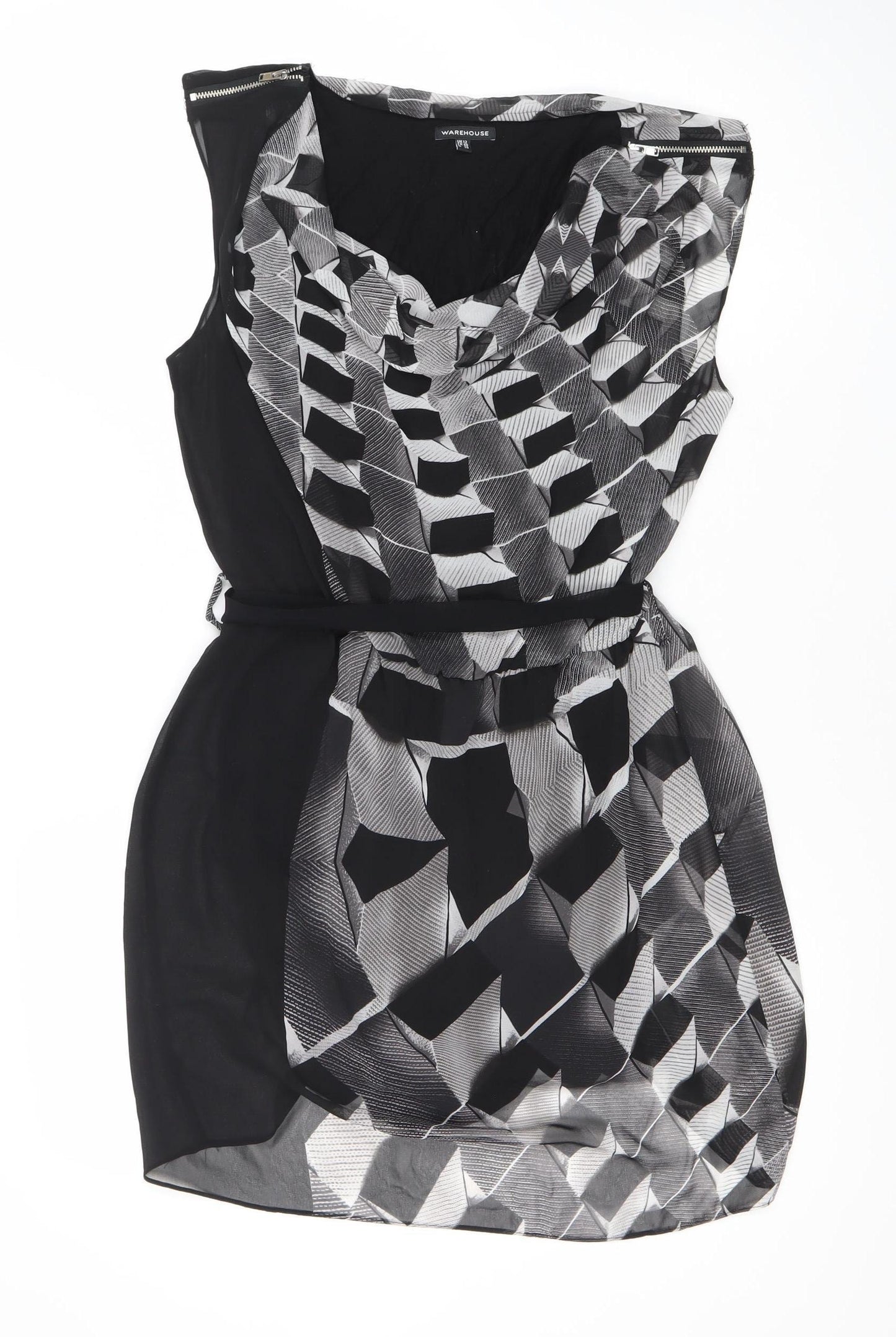 Warehouse Women Black Geometric Strapless Short Party Dress Size 12