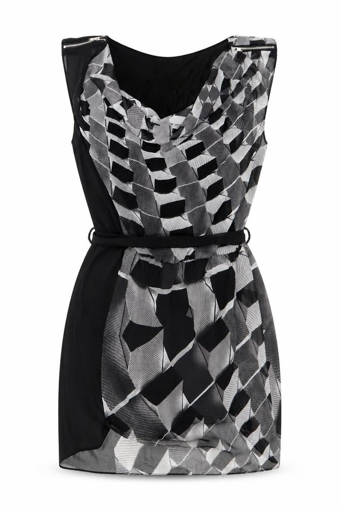 Warehouse Women Black Geometric Strapless Short Party Dress Size 12