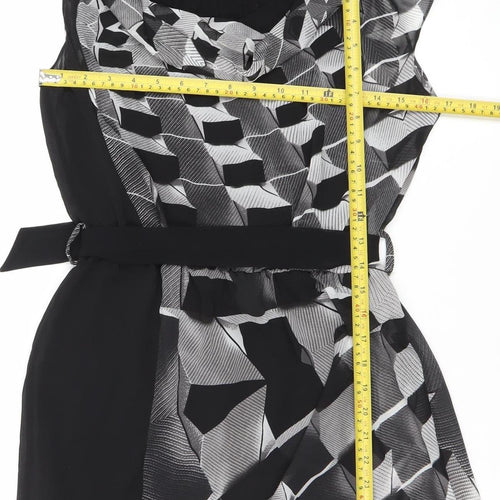 Warehouse Women Black Geometric Strapless Short Party Dress Size 12