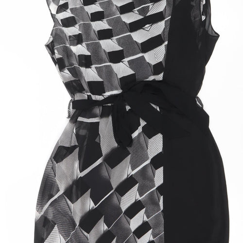 Warehouse Women Black Geometric Strapless Short Party Dress Size 12