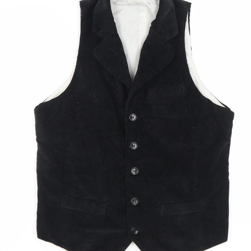 Zara Boys Black Cotton Corduroy Waistcoat Age 10 Formal Party Wedding