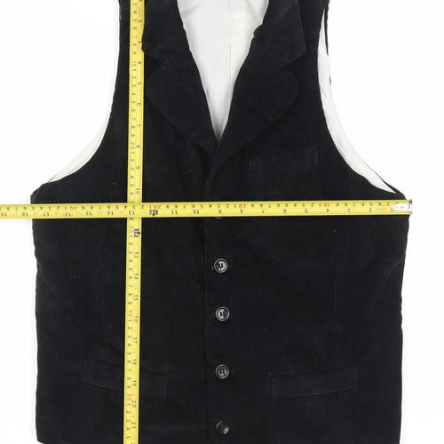 Zara Boys Black Cotton Corduroy Waistcoat Age 10 Formal Party Wedding