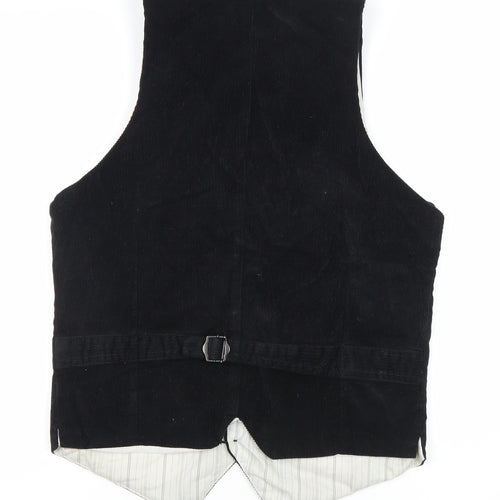 Zara Boys Black Cotton Corduroy Waistcoat Age 10 Formal Party Wedding