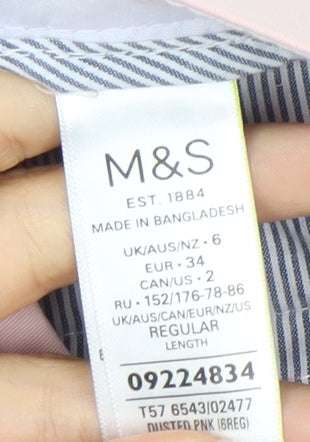 Marks and Spencer Womens Pink Chino Trousers Size 6 Regular Fit